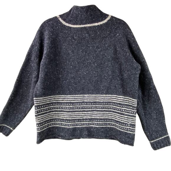 SOLD.   Celtic & Co 100% Donegal Wool Sweater Size L Gray High Neck Tweed - Picture 4 of 8